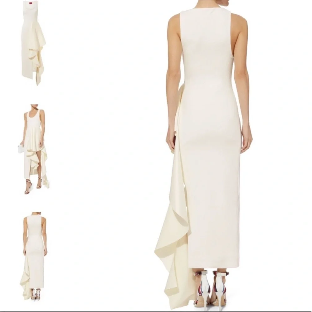 Solace London Naya Ruffle Dress In Cream - Picture 2 of 9